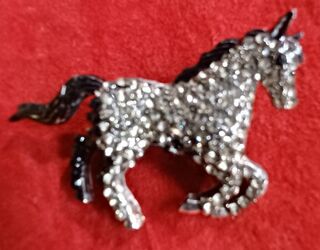 Black Bling Horse Brooch