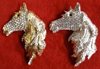 Bling Horse Head Brooch