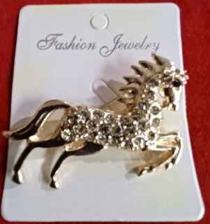 Galloping Gold Horse Brooch